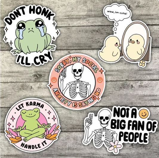 Let Karma Handle It, Mental Health Sticker Pack, Waterproof Stickers, Water Bottle Sticker, Kindle Sticker, Laptop Sticker