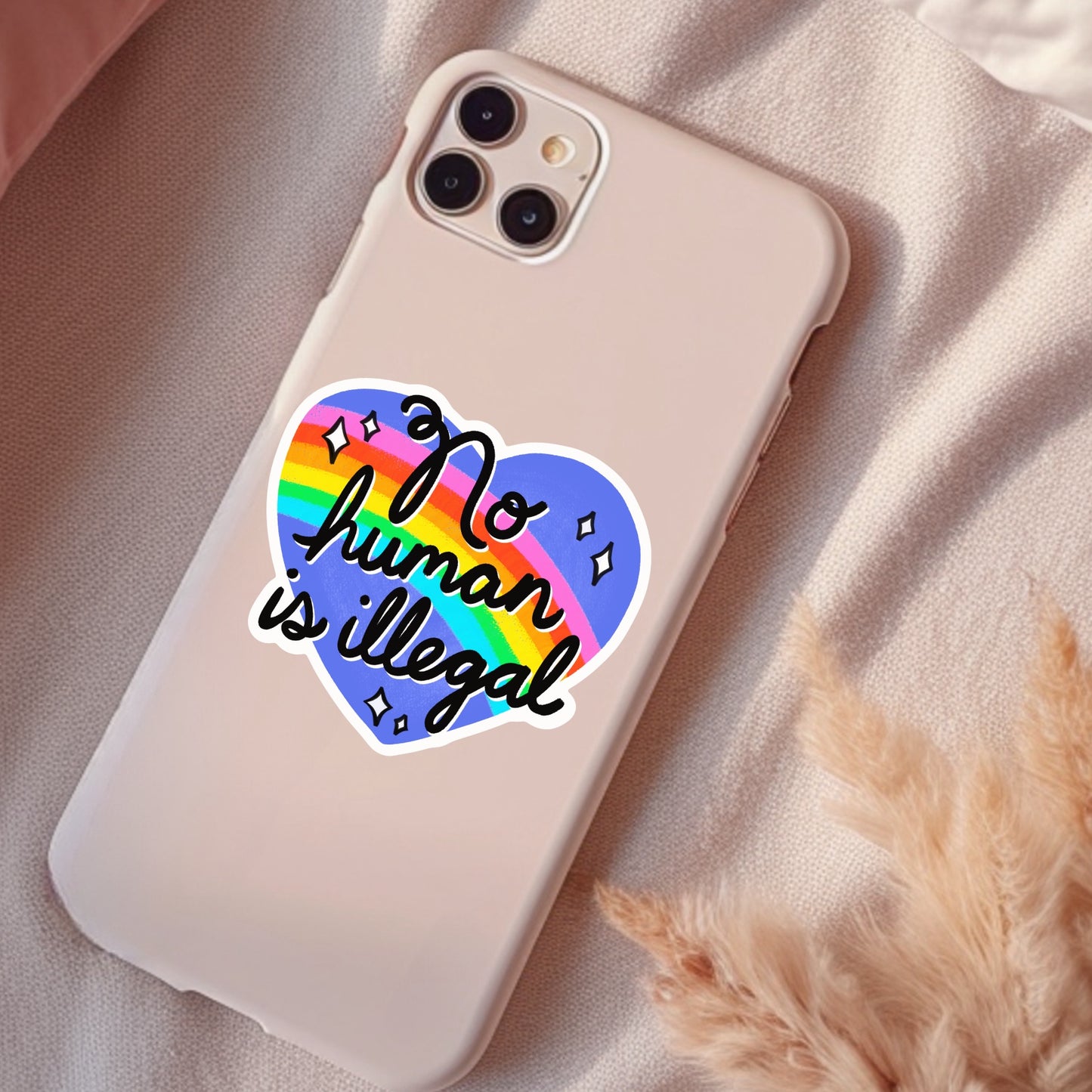 No Human Is Illegal, Waterproof Sticker, Water Bottle Sticker, Kindle Sticker, Laptop Sticker, Social Justice Stickers, Feminist Stickers