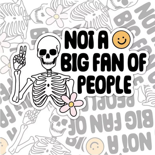 Not A Big Fan Of People, Funny Waterproof Sticker, Sarcastic Water Bottle Sticker, Kindle Sticker, Laptop Sticker