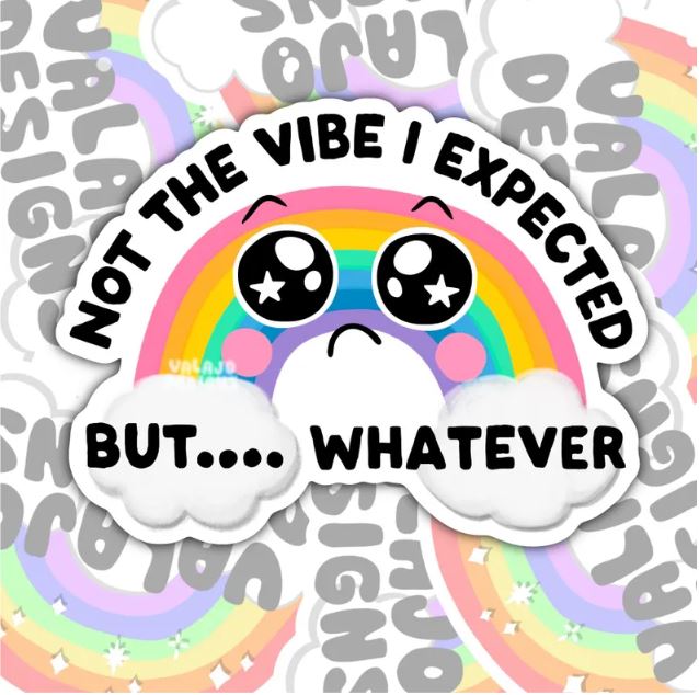Not The Vibe I Was Expecting, Waterproof Sticker, Mental Health Water Bottle Sticker, Kindle Sticker, Laptop Sticker