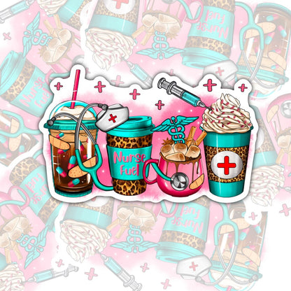 Nurse Fuel, Waterproof Sticker, Water Bottle Sticker