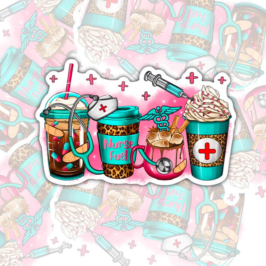 Nurse Fuel, Waterproof Sticker, Water Bottle Sticker