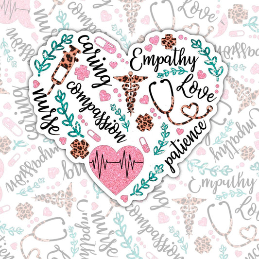 The Heart Of A Nurse, Waterproof Sticker, Water Bottle Sticker, Kindle Sticker, Laptop Sticker, Nursing Life, Register Nurse Stickers