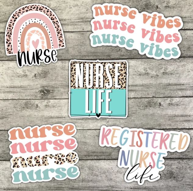 Nurse Vibes Sticker Pack, Scrub Life Waterproof Stickers, Water Bottle Sticker, Kindle Sticker, Laptop Sticker