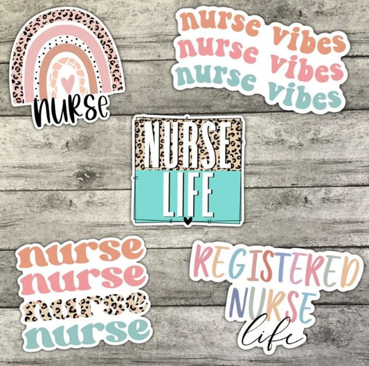 Nurse Vibes Sticker Pack, Scrub Life Waterproof Stickers, Water Bottle Sticker, Kindle Sticker, Laptop Sticker