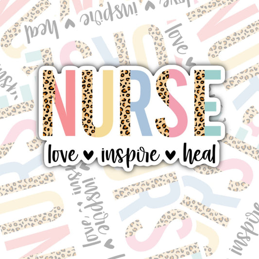 Nurse Love Inspire Heal Sticker, Waterproof Sticker