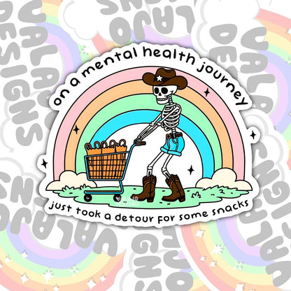 On A Mental Health Journey, Waterproof Sticker,  Water Bottle Sticker, Kindle Sticker, Laptop Sticker