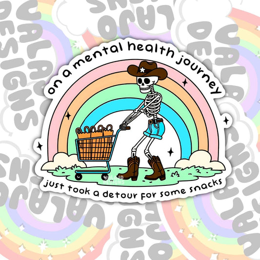 On A Mental Health Journey, Waterproof Sticker,  Water Bottle Sticker, Kindle Sticker, Laptop Sticker