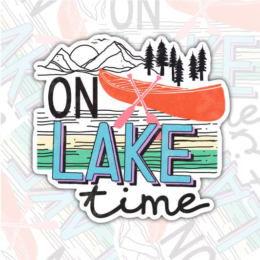 On Lake Time, Waterproof Sticker, Water Bottle Sticker, Kindle Sticker, Laptop Sticker, Lake Life, Life Outdoors, Camping, Traveling Stickers