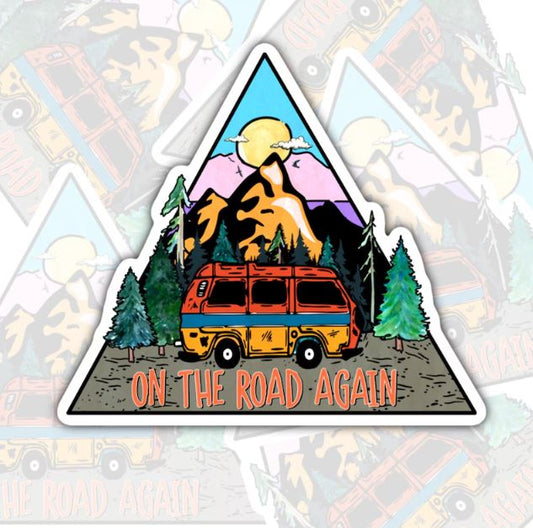 On The Road Again, Waterproof Sticker, Water Bottle Sticker, Kindle Sticker, Laptop Sticker, Lake Life, Life Outdoors, Camping, Traveling Stickers