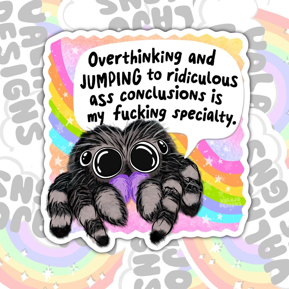 Overthinking And Jumping To Ridiculous Conclusions, Waterproof Sticker, Mental Health Water Bottle Sticker, Kindle Sticker, Laptop Sticker