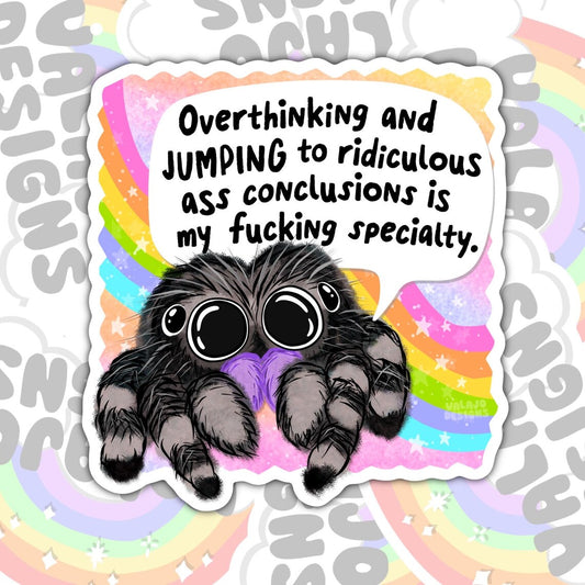 Overthinking And Jumping To Ridiculous Conclusions, Waterproof Sticker, Mental Health Water Bottle Sticker, Kindle Sticker, Laptop Sticker