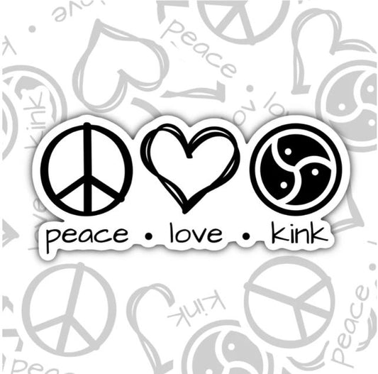 Peace, Love, Kink, Waterproof Sticker, Water Bottle Sticker, Kindle Sticker, Laptop Sticker, Smut Lover Stickers