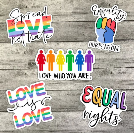 PRIDE Support Sticker Pack, Colorful Pride Waterproof Stickers, Water Bottle Sticker, Kindle Sticker, Laptop Sticker