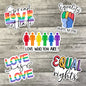 PRIDE Support Sticker Pack, Colorful Pride Waterproof Stickers, Water Bottle Sticker, Kindle Sticker, Laptop Sticker