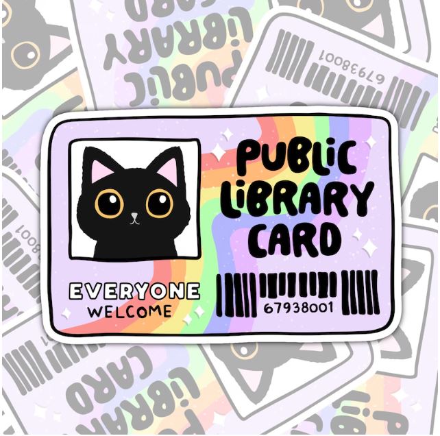 Black Cat Library Card, Book-ish Waterproof Sticker, Water Bottle Sticker, Kindle Sticker, Laptop Sticker