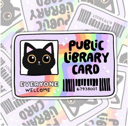 Black Cat Library Card, Book-ish Waterproof Sticker, Water Bottle Sticker, Kindle Sticker, Laptop Sticker