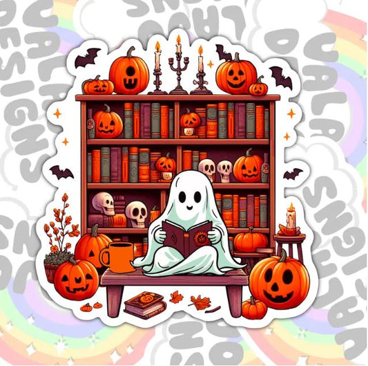 Reading Ghost, Book-ish Waterproof Sticker, Water Bottle Sticker, Kindle Sticker, Laptop Sticker