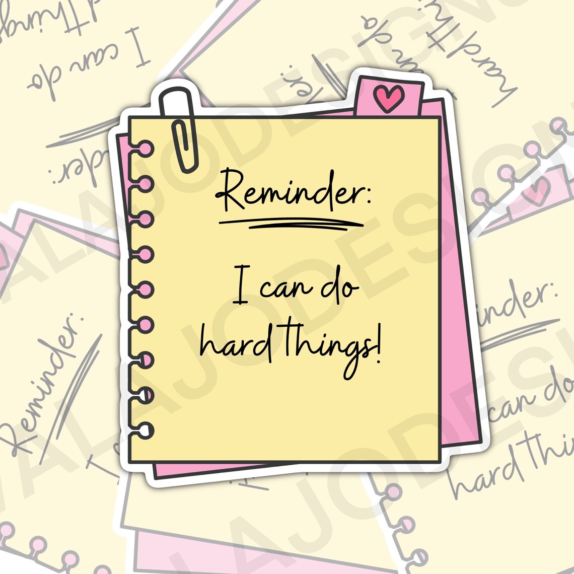 Reminder: I Can Do Hard Things, Mental Health Waterproof Sticker,  Water Bottle Sticker, Kindle Sticker, Laptop Sticker