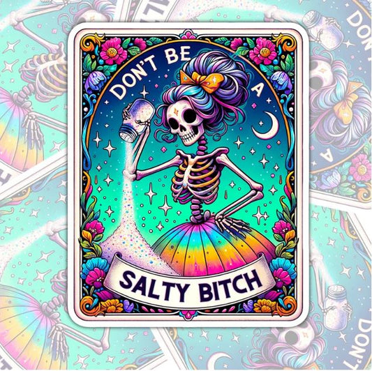 Salty Bitch, Funny Waterproof Sticker, Offensive Water Bottle Sticker, Sarcastic Kindle Sticker, Laptop Sticker