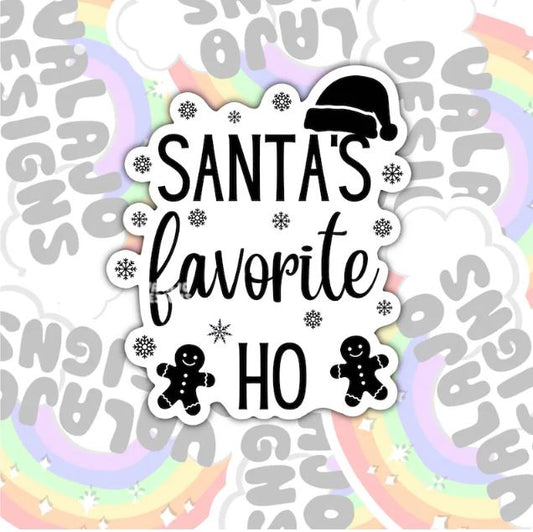Santa's Favorite Ho, Waterproof Sticker, Water Bottle Sticker, Kindle Sticker, Laptop Sticker