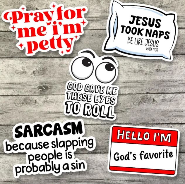 Sarcastic Christian Sticker Pack, Funny Waterproof Stickers, Water Bottle Sticker, Kindle Sticker, Laptop Sticker