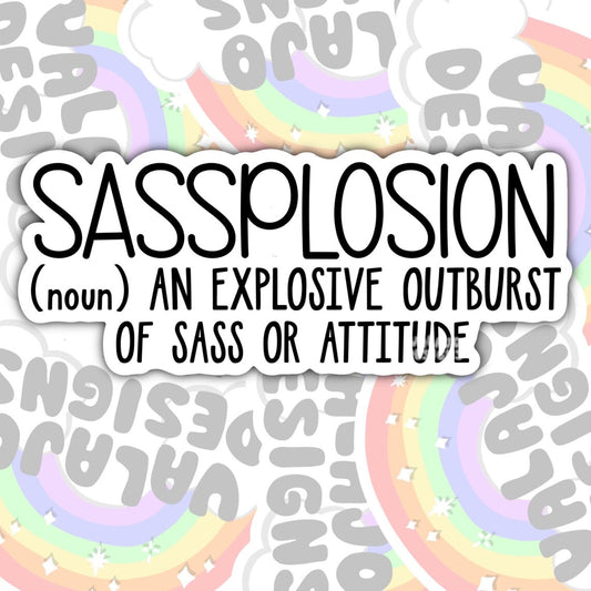Sassplosion, Funny Waterproof Sticker, Offensive Water Bottle Sticker, Sarcastic Kindle Sticker, Laptop Sticker