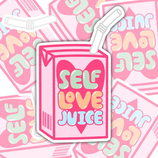 Self Love Juice, Mental Health Waterproof Sticker, Water Bottle Sticker, Kindle Sticker, Laptop Sticker