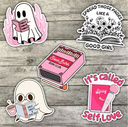 Pink-ish Smut Sticker Pack, Dark Romance, Book-ish Waterproof Stickers, Water Bottle Sticker, Kindle Sticker, Laptop Sticker