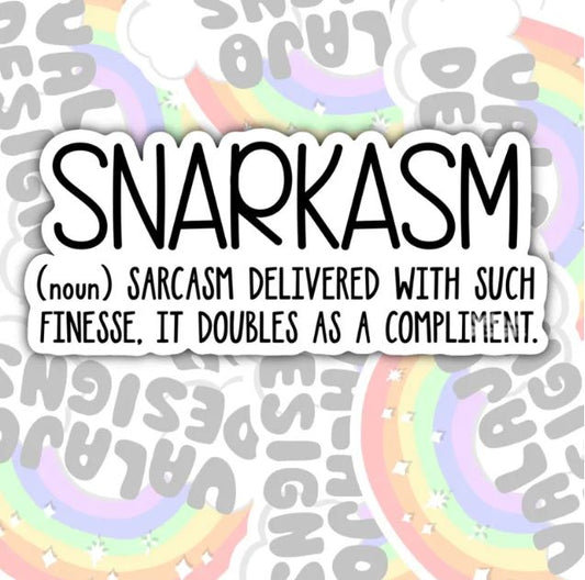 Snarkasm, Funny Waterproof Sticker, Offensive Water Bottle Sticker, Sarcastic Kindle Sticker, Laptop Sticker