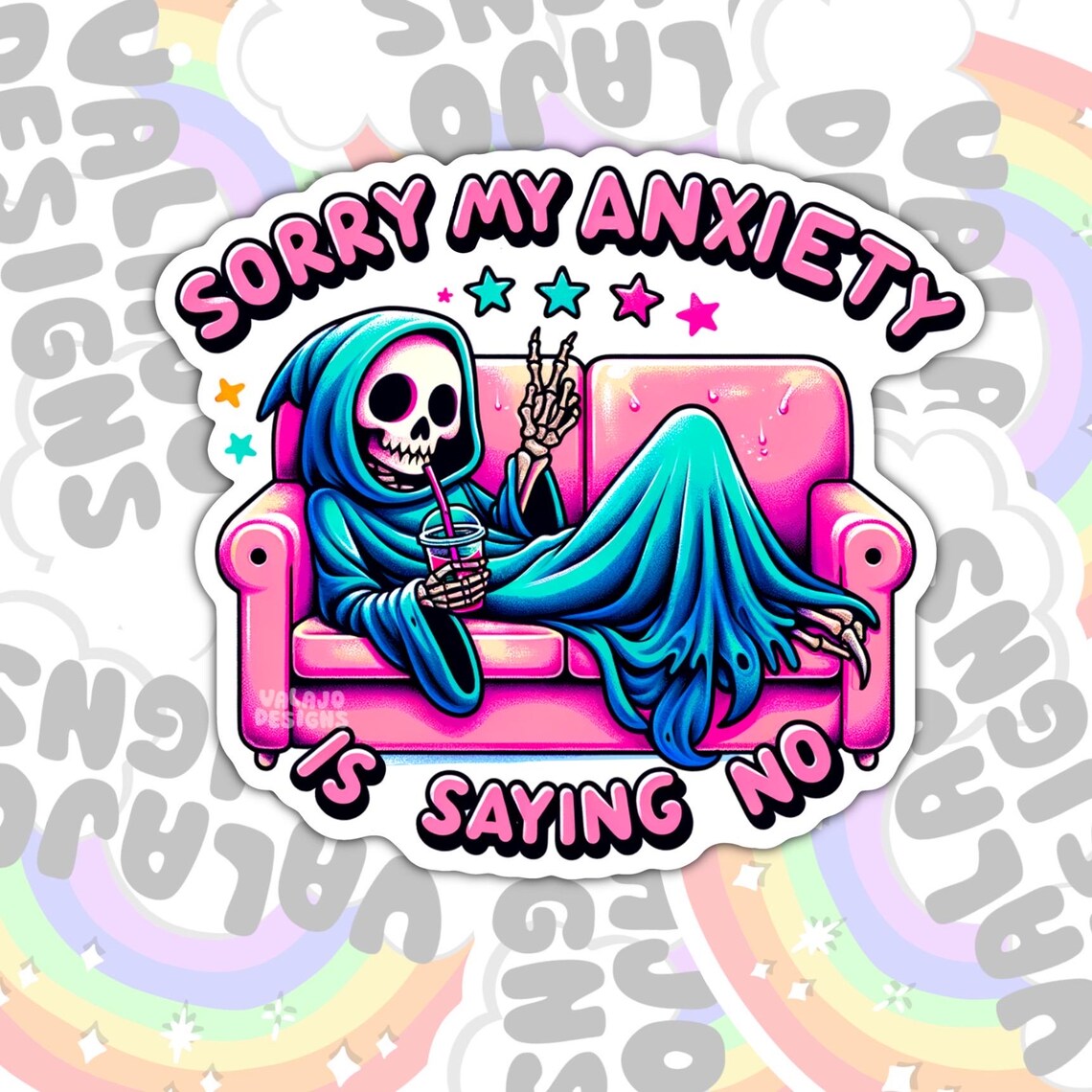 Sorry, My Anxiety Is Saying No, Funny Waterproof Sticker, Sarcastic Water Bottle Sticker, Kindle Sticker, Laptop Sticker