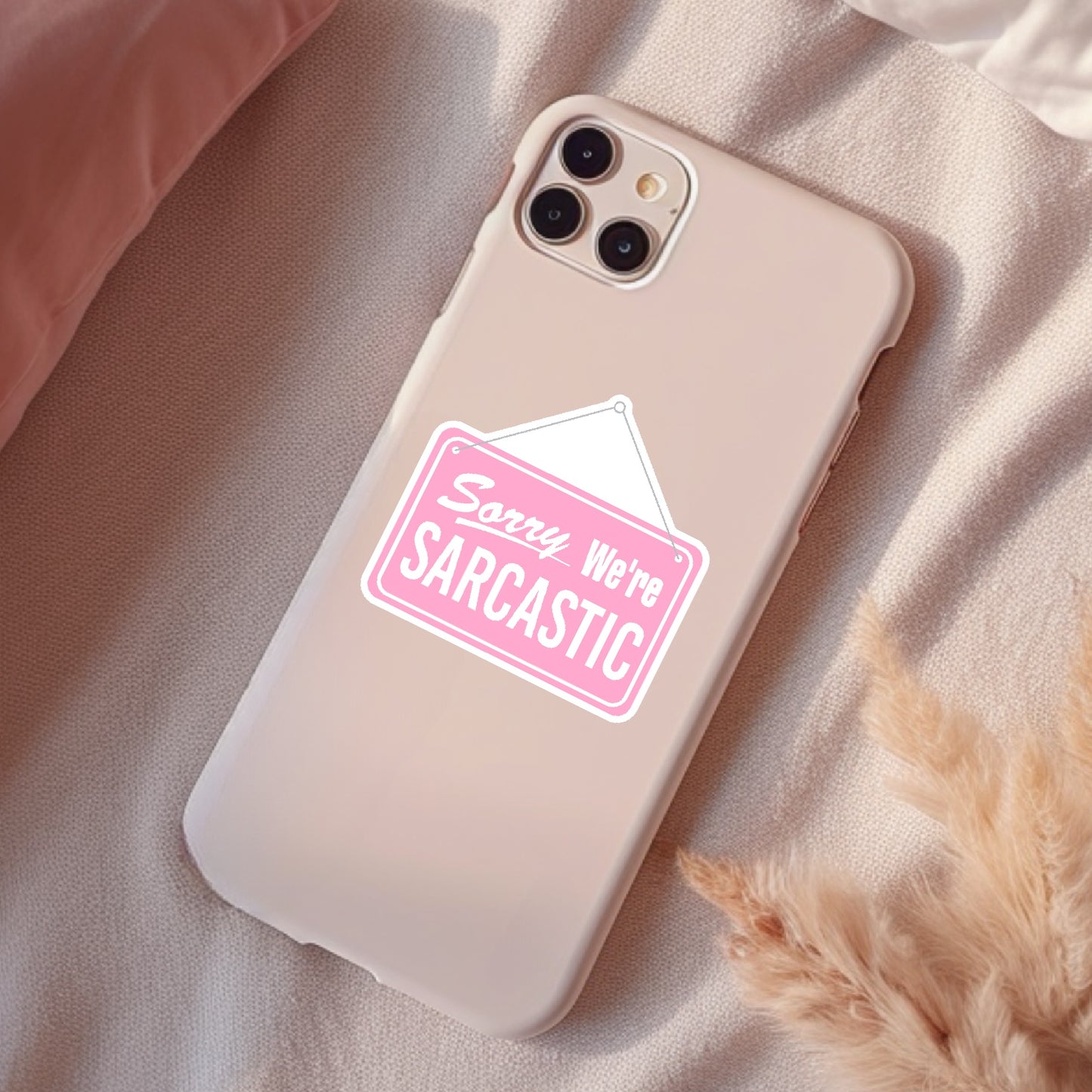 Sorry We're Sarcastic, Funny Waterproof Sticker, Sarcastic Water Bottle Sticker, Kindle Sticker, Laptop Sticker