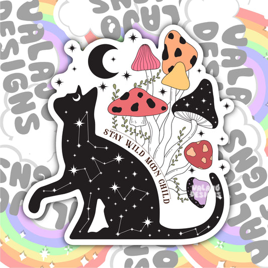 Stay Wild Moon Child, Magic Waterproof Sticker, Water Bottle Sticker, Kindle Sticker, Laptop Sticker
