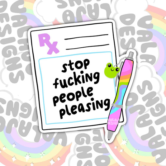 Stop People Pleasing, Mental Health Waterproof Sticker, Funny Water Bottle Sticker, Kindle Sticker, Laptop Sticker