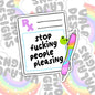 Stop People Pleasing, Mental Health Waterproof Sticker, Funny Water Bottle Sticker, Kindle Sticker, Laptop Sticker