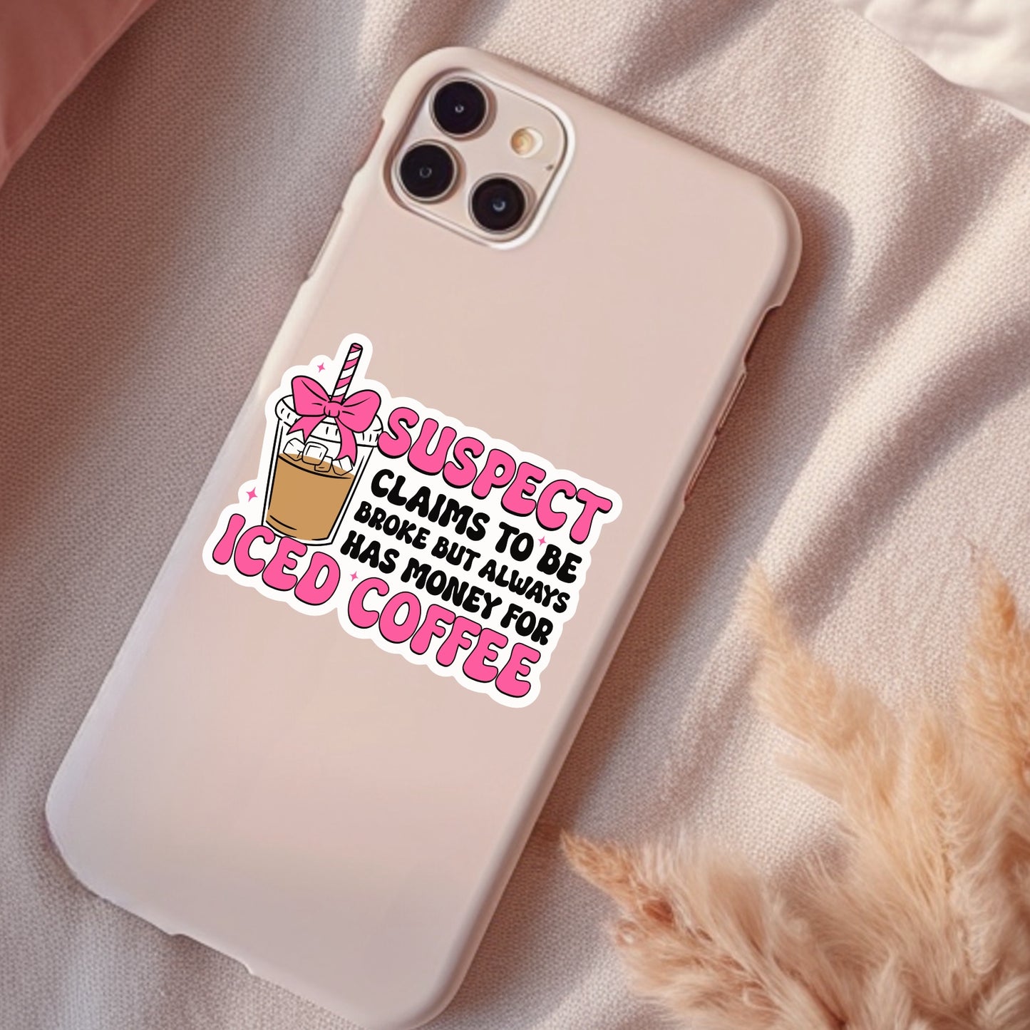 Suspect Claims To Be Broke, Funny Waterproof Sticker, Sarcastic Water Bottle Sticker, Kindle Sticker, Laptop Sticker