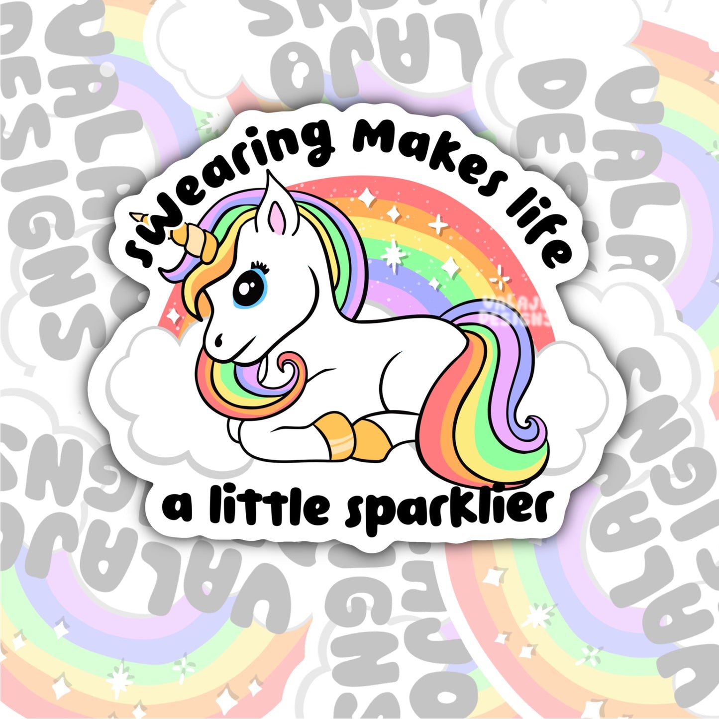 Swearing Makes Life Sparklier, Funny Waterproof Sticker, Sarcastic Water Bottle Sticker, Kindle Sticker, Laptop Sticker