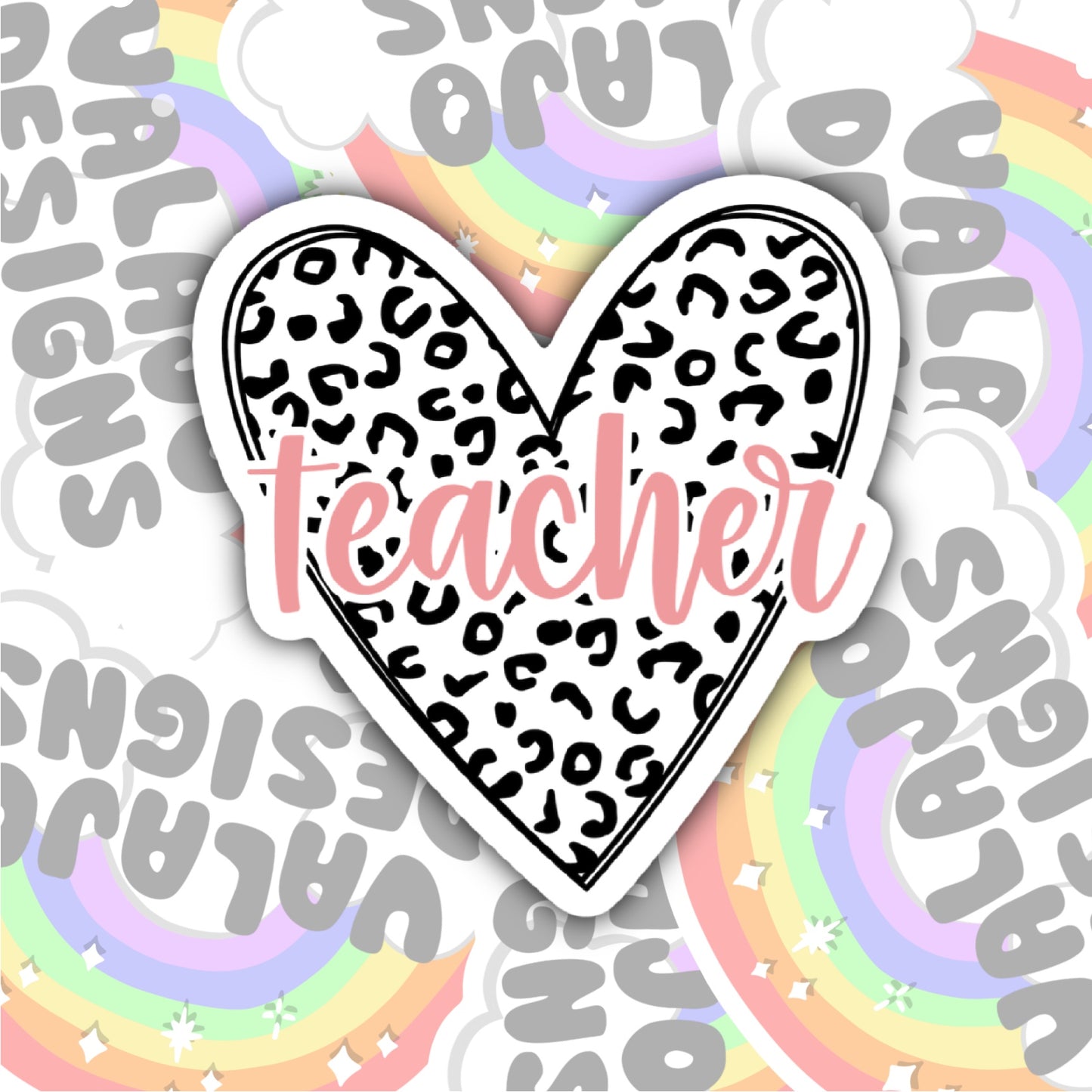 Cute Heart Teacher Sticker, Waterproof Sticker