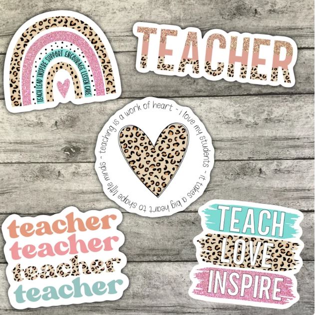 Aesthetic Teacher Sticker Pack, Teacher Life Waterproof Stickers, Water Bottle Sticker, Kindle Sticker, Laptop Sticker