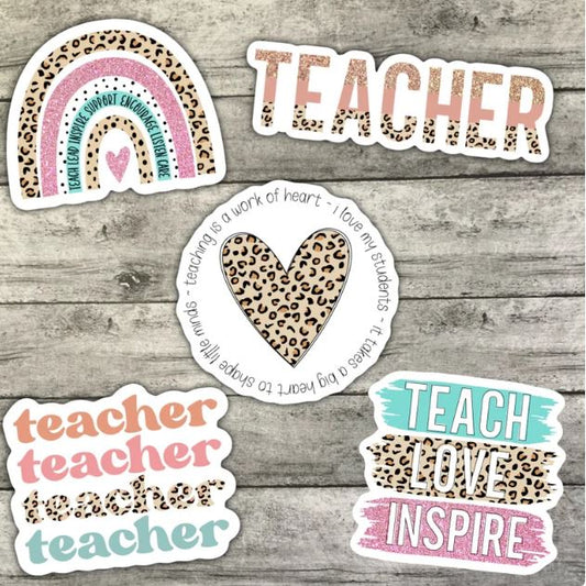 Aesthetic Teacher Sticker Pack, Teacher Life Waterproof Stickers, Water Bottle Sticker, Kindle Sticker, Laptop Sticker