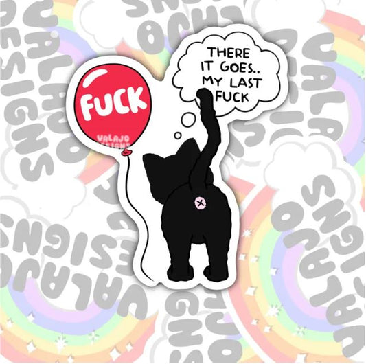 There Goes My Last Fuck, Funny Waterproof Sticker, Offensive Water Bottle Sticker, Sarcastic Kindle Sticker, Laptop Sticker
