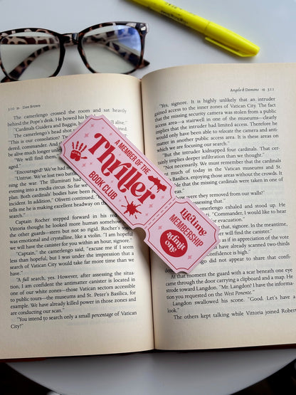 Thriller Book Club, Handmade Bookmark for Books And Journals