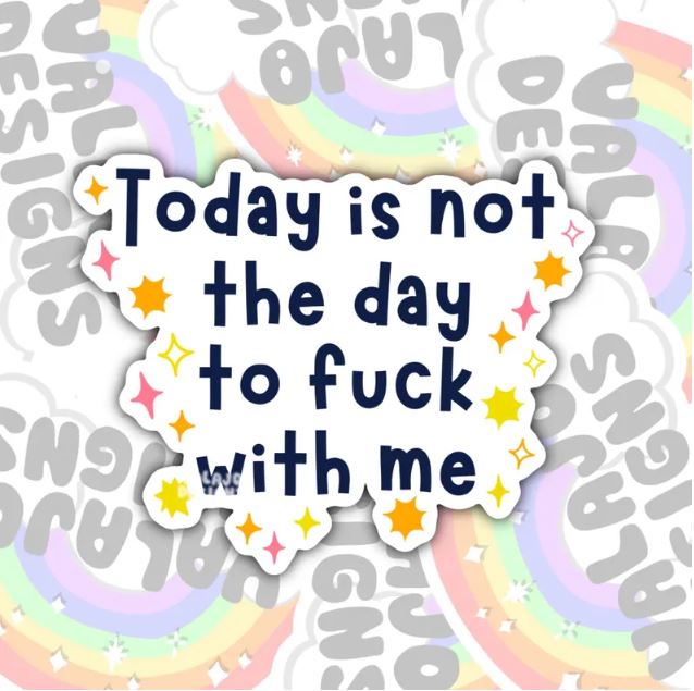 Today Is Not The Day, Funny Waterproof Sticker, Offensive Water Bottle Sticker, Sarcastic Kindle Sticker, Laptop Sticker