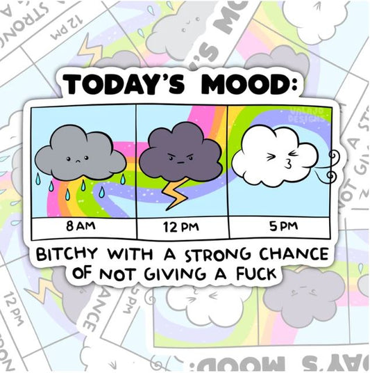 Todays Mood Bitchy, Funny Waterproof Sticker, Offensive Water Bottle Sticker, Sarcastic Kindle Sticker, Laptop Sticker