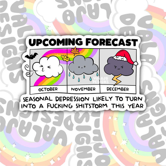 Upcoming Forecast, Mental Health Waterproof Sticker, Funny Water Bottle Sticker, Kindle Sticker, Laptop Sticker