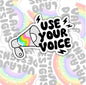 Use Your Voice, Water Bottle Sticker, Kindle Sticker, Laptop Sticker, Social Justice Stickers, Feminist Stickers, Roe V Wade Stickers
