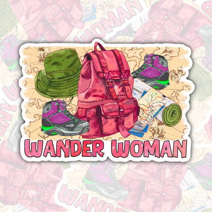 Wander Woman, Waterproof Sticker, Water Bottle Sticker, Kindle Sticker, Laptop Sticker, Lake Life, Life Outdoors, Camping, Traveling Stickers