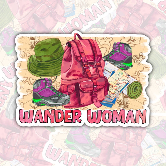 Wander Woman, Waterproof Sticker, Water Bottle Sticker, Kindle Sticker, Laptop Sticker, Lake Life, Life Outdoors, Camping, Traveling Stickers