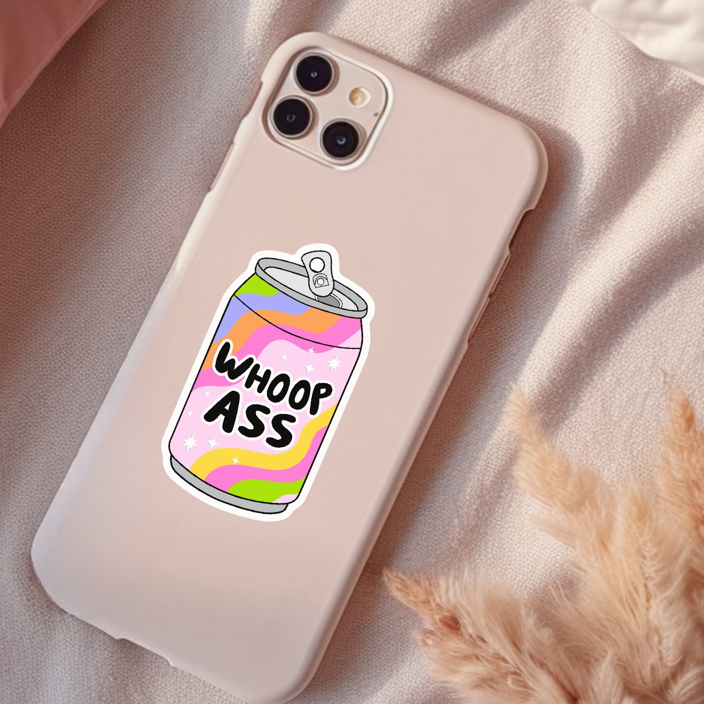 Can Of Whoop Ass, Funny Waterproof Sticker, Sarcastic Water Bottle Sticker, Kindle Sticker, Laptop Sticker