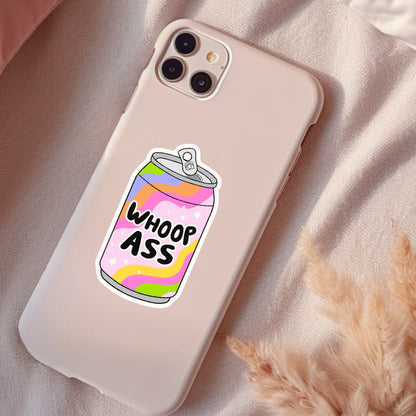 Can Of Whoop Ass, Funny Waterproof Sticker, Sarcastic Water Bottle Sticker, Kindle Sticker, Laptop Sticker